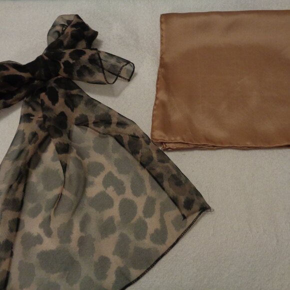 CLASSIC SILK SQUARE SCARF & CHIFFONY BIG ANIMAL SPOTS RETRO SCARF LOT